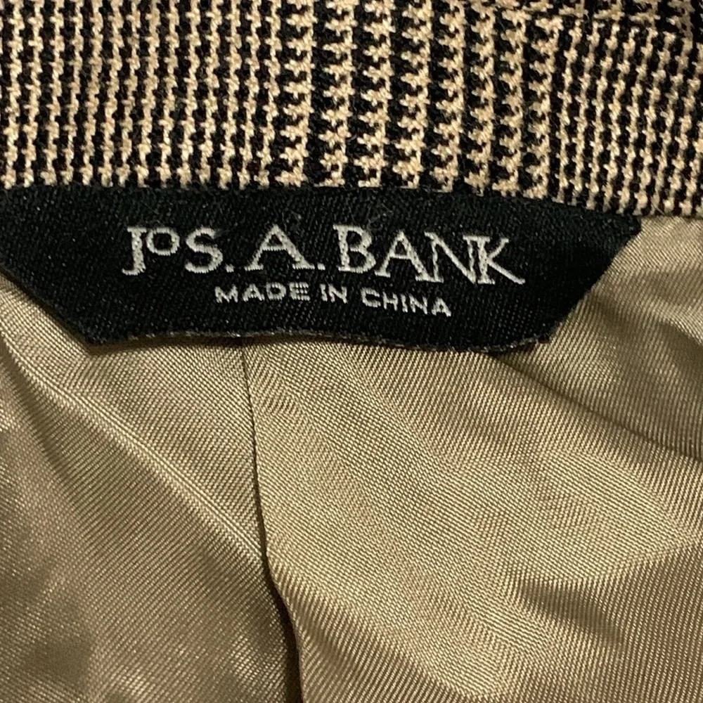 Jos A Bank Signature Collection Silk Camelhair Blazer Brown Plaid Sport Coat 38S